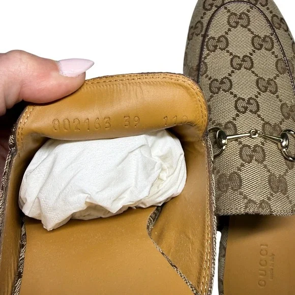 Gucci Princetown GG Supreme Canvas Horsebit Mules Beige Ebony 39 802163 KY980 - Picture 8 of 12